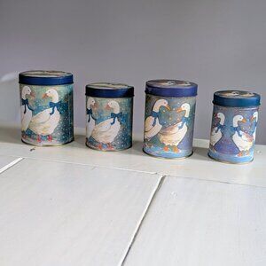 Vintage 1985 Goose Nesting Tins Set of 4 House of Lloyd Winter Ducks Cottagecore